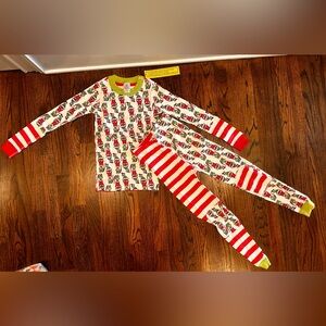 Hanna Andersson grinch pajama set size 8 medium NEW top bottoms red green white